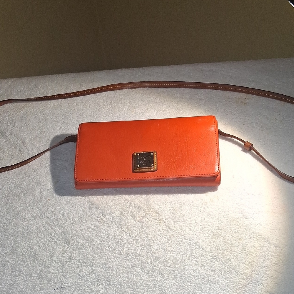 Dooney & Bourke Vibrant Orange Crossbody Bag, Brown Leather  Straps